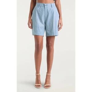 NEW CINQ A SEPT chambray heatset patricia short in blue